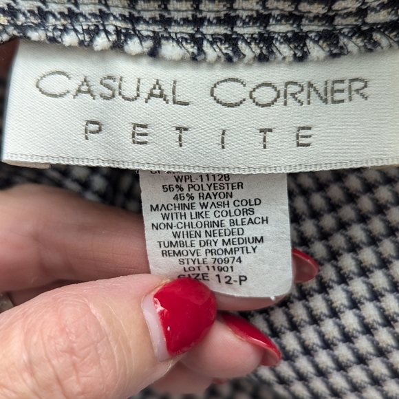 Vintage Retro Casual Corner Black White Houndstooth High Waisted Slacks Size 12P - Picture 8 of 11